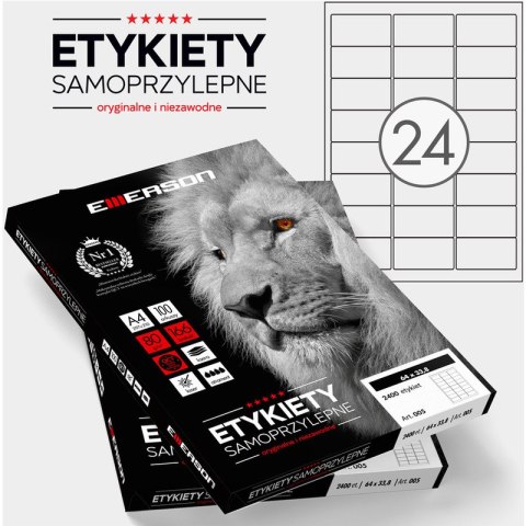 Etykiety Emerson A4 64x33.8mm białe (100) Emerson Etykiety Emerson A4 64x33.8mm białe (100) Emerson