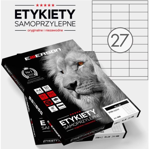 Etykiety Emerson A4 70x30mm białe (100) Emerson Etykiety Emerson A4 70x30mm białe (100) Emerson
