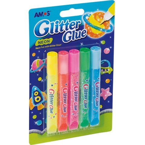 KLEJ Z BROKATEM AMOS 10,5ml*5 KOLORÓW Amos KLEJ Z BROKATEM AMOS 10,5ml*5 KOLORÓW Amos