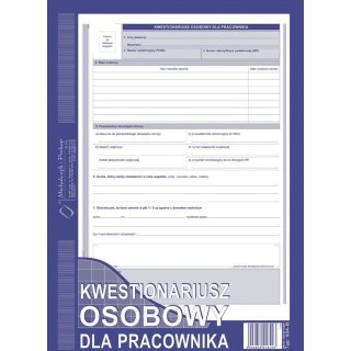 KWESTIONARIUSZ OSOBOWY DLA PRACOWNIKA A4 (OFFSET) Michalczyk i Prokop