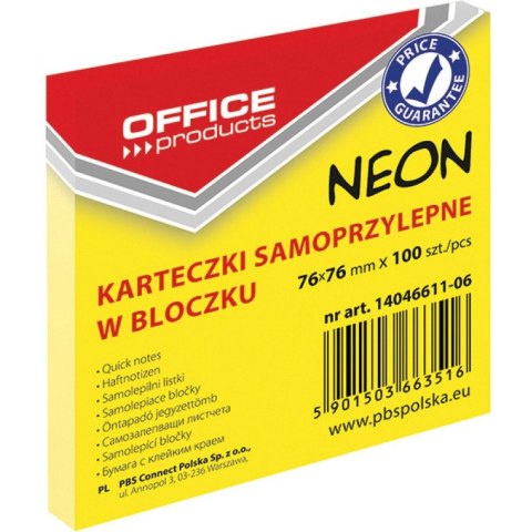 Karteczki Office Products 76x76mm żółte (100) Office Products Karteczki Office Products 76x76mm żółte (100) Office Products