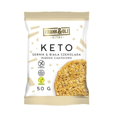 Frank&Oli Keto Soft Cookie Sernik z białą czekoladą 50g Frank&Oli Keto Soft Cookie Sernik z białą czekoladą 50g