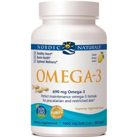 Nordic Naturals Omega-3 690 mg 60 kapsułek w rybiej żelatynie Nordic Naturals Omega-3 690 mg 60 kapsułek w rybiej żelatynie