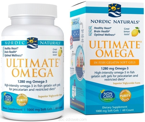 Nordic Naturals Ultimate Omega 1280 mg żelatyna rybia 60 kapsułek miękkich o smaku cytrynowym Nordic Naturals Ultimate Omega 1280 mg żelatyna rybia 60 kapsułek miękkich o smaku cytrynowym