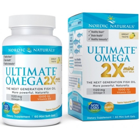 Nordic Naturals Ultimate Omega 2X Mini z D3 1120mg 60 kapsułek miękkich Nordic Naturals Ultimate Omega 2X Mini z D3 1120mg 60 kapsułek miękkich