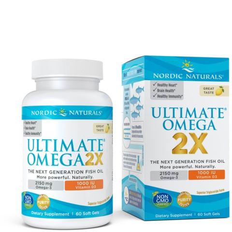 Nordic Naturals Ultimate Omega 2X z witaminą D3 60 kapsułek miękkich o smaku cytrynowym Nordic Naturals Ultimate Omega 2X z witaminą D3 60 kapsułek miękkich o smaku cytrynowym