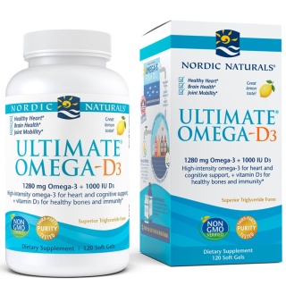 Nordic Naturals Ultimate Omega z witaminą D3 120 miękkich kapsułek o smaku cytrynowym