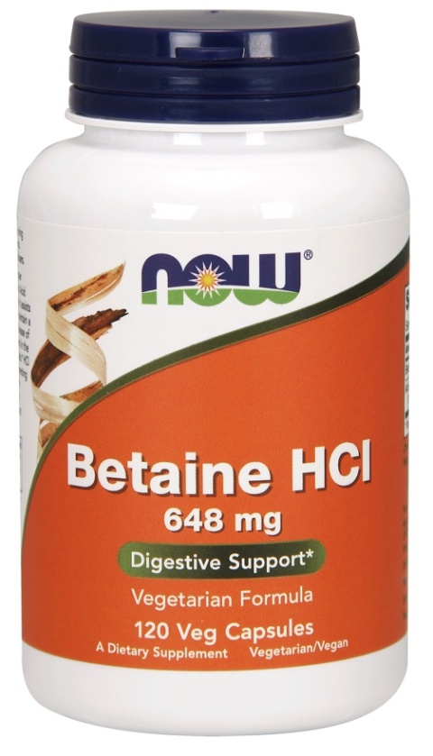 Now Foods Betaine HCL (Betaina HCL) 648 mg 120 kapsułek wegańskich Now Foods Betaine HCL (Betaina HCL) 648 mg 120 kapsułek wegańskich