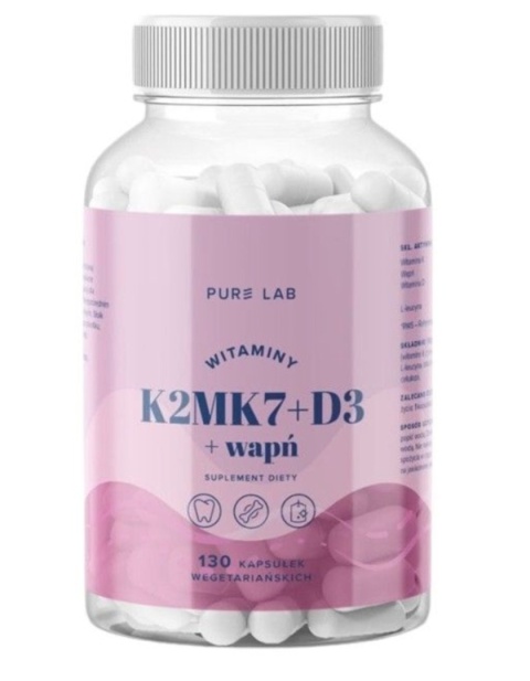 Pure Lab Witaminy K2MK7+D3+Wapń 130 kapsułek Pure Lab Witaminy K2MK7+D3+Wapń 130 kapsułek
