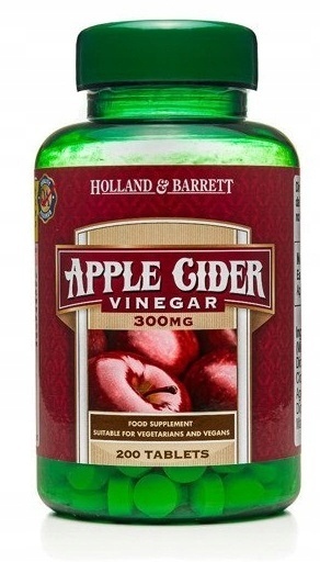 Holland & Barrett Apple Cider Vinegar (Ocet Jabłkowy) 300 mg 200 tabletek Holland & Barrett Apple Cider Vinegar (Ocet Jabłkowy) 300 mg 200 tabletek