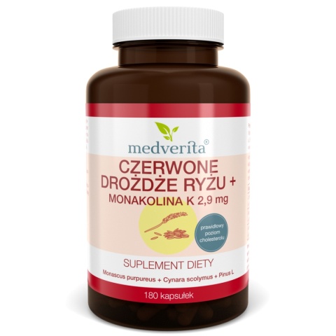 Medverita Czerwone drożdże ryżu+ 180 kapsułek Medverita Czerwone drożdże ryżu+ 180 kapsułek