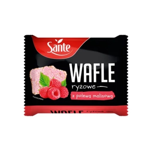 Sante Wafle Ryżowe z Polewą Malinową 24g Sante Wafle Ryżowe z Polewą Malinową 24g