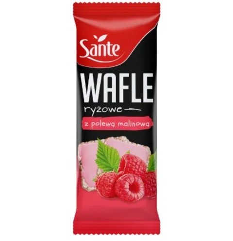 Sante Wafle Ryżowe z Polewą Malinową 66g Sante Wafle Ryżowe z Polewą Malinową 66g