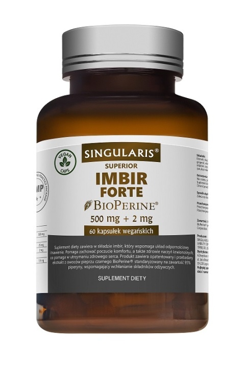 Singularis Imbir Forte BioPerine 500mg+2mg 60 kapsułek wegańskich Singularis Imbir Forte BioPerine 500mg+2mg 60 kapsułek wegańskich