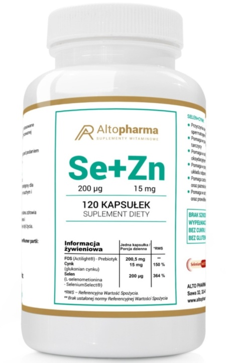 Altopharma Selen 200 µg + Cynk 15 mg+ Prebiotyk Vege 120 kapsułek Altopharma Selen 200 µg + Cynk 15 mg+ Prebiotyk Vege 120 kapsułek