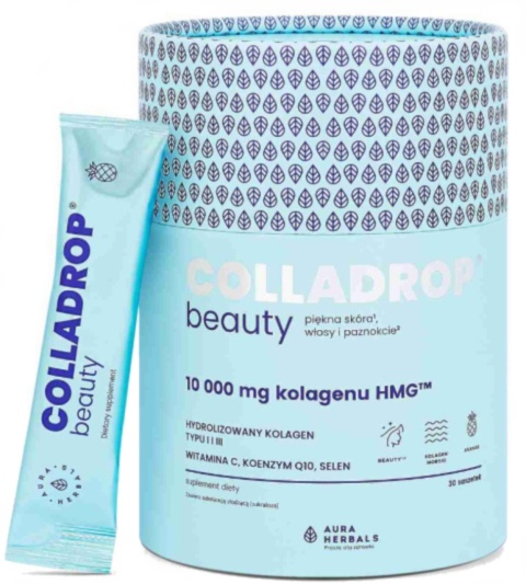 Aura Herbals Colladrop Beauty kolagen HMG 10000 mg Ananas saszetki 30 sztuk Aura Herbals Colladrop Beauty kolagen HMG 10000 mg Ananas saszetki 30 sztuk