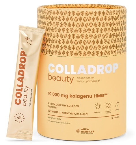 Aura Herbals Colladrop Beauty kolagen HMG 10000 mg Mango saszetki 30 sztuk Aura Herbals Colladrop Beauty kolagen HMG 10000 mg Mango saszetki 30 sztuk