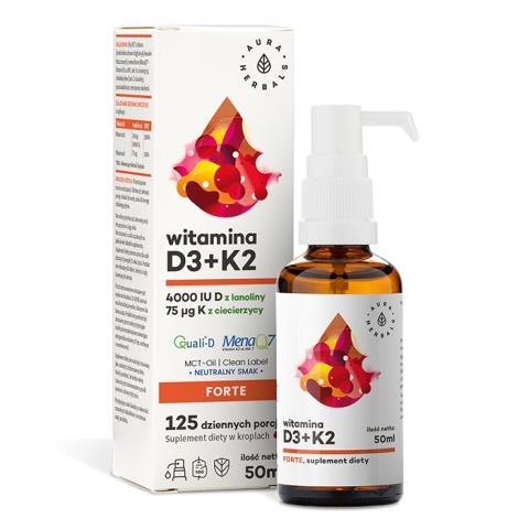 Aura Herbals Witamina D3 4000 IU + K2MK7 50 ml Aura Herbals Witamina D3 4000 IU + K2MK7 50 ml
