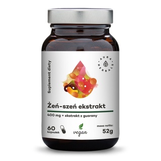 Aura Herbals Żeń-szeń koreański ekstrakt 400 mg + Guarana 60 kapsułek