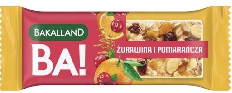 Bakalland Ba! Baton zbożowy żurawina i pomarańcza 40 g Bakalland Ba! Baton zbożowy żurawina i pomarańcza 40 g