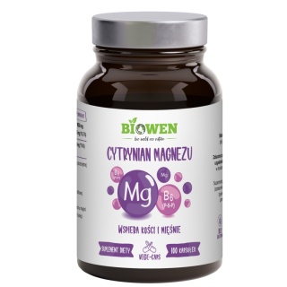 Biowen Cytrynian magnezu z witaminą B6 (P-5-P) 100 kapsułek