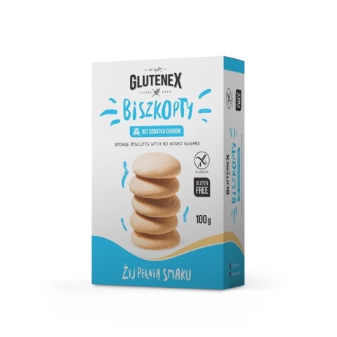 Glutenex Biszkopty Bez Dodatku Cukrów Bezglutenowe 100 g Glutenex Biszkopty Bez Dodatku Cukrów Bezglutenowe 100 g