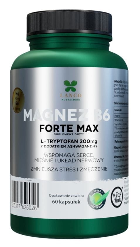 Lanco Nutritions Magnez B6 Forte Max 250mg 60 kapsułek Lanco Nutritions Magnez B6 Forte Max 250mg 60 kapsułek