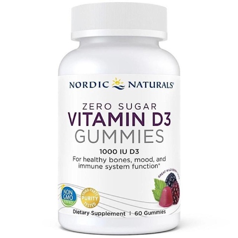Nordic Naturals Witamina D3 60 żelek bez cukru o smaku jagodowym Nordic Naturals Witamina D3 60 żelek bez cukru o smaku jagodowym