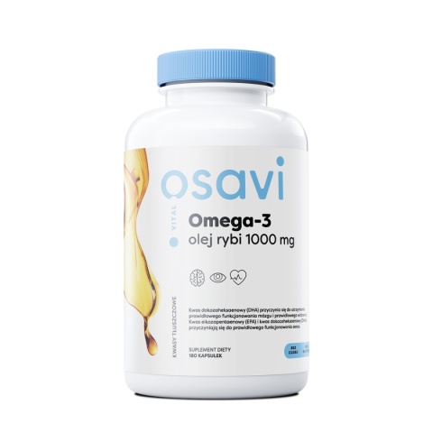Osavi Omega 3 Olej Rybi 1000 mg 180 kapsułek o smaku cytrynowym Osavi Omega 3 Olej Rybi 1000 mg 180 kapsułek o smaku cytrynowym