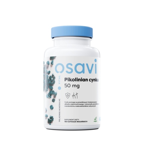 Osavi Pikolinian cynku 50 mg 180 kapsułek wegańskich Osavi Pikolinian cynku 50 mg 180 kapsułek wegańskich