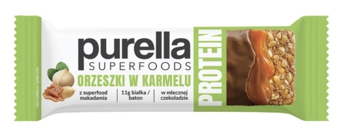Purella Superfoods Protein bar baton proteinowy orzeszki w karmelu 45g Purella Superfoods Protein bar baton proteinowy orzeszki w karmelu 45g
