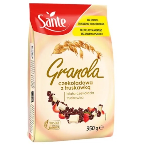 Sante Granola z Białą Czekoladą i Truskawkami 350g Sante Granola z Białą Czekoladą i Truskawkami 350g