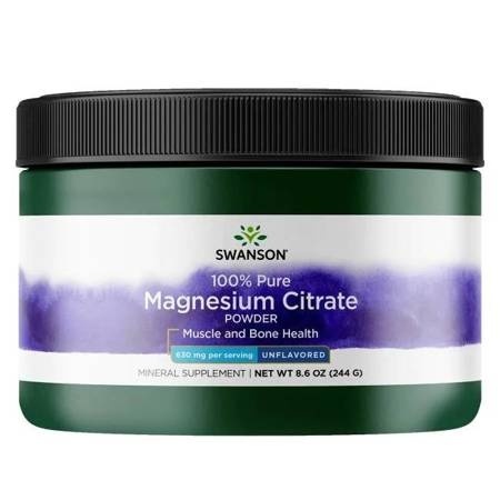 Swanson Cytrynian Magnezu 100% czystości 244g Swanson Cytrynian Magnezu 100% czystości 244g