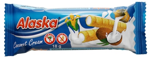 Alaska Rurki Kukurydziane Z Kremem O Smaku Kokosowym Bezglutenowe 18 g Alaska Rurki Kukurydziane Z Kremem O Smaku Kokosowym Bezglutenowe 18 g