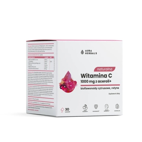 Aura Herbals Naturalna witamina C 1000 mg z aceroli saszetki 30 sztuk Aura Herbals Naturalna witamina C 1000 mg z aceroli saszetki 30 sztuk