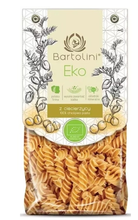 Bartolini Makaron Proteinowy Z Ciecierzycy Świderki BIO 250 g Bartolini Makaron Proteinowy Z Ciecierzycy Świderki BIO 250 g