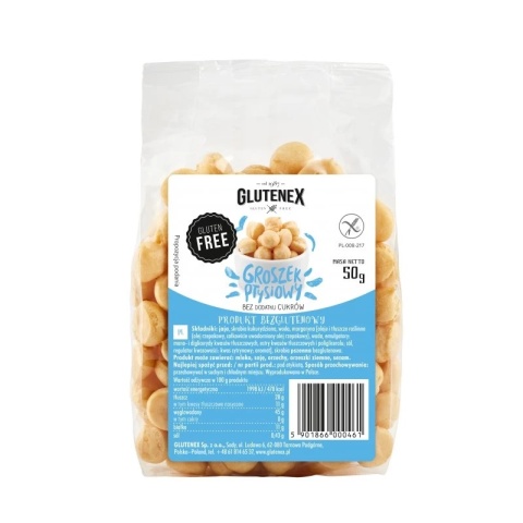 Glutenex Groszek Ptysiowy Bez Dodatku Cukrów Bezglutenowy 50 g Glutenex Groszek Ptysiowy Bez Dodatku Cukrów Bezglutenowy 50 g