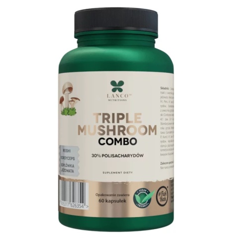 Lanco Nutritions Triple Mushroom Combo Lions Mane Reishi Kordyceps 60 kapsułek Lanco Nutritions Triple Mushroom Combo Lions Mane Reishi Kordyceps 60 kapsułek