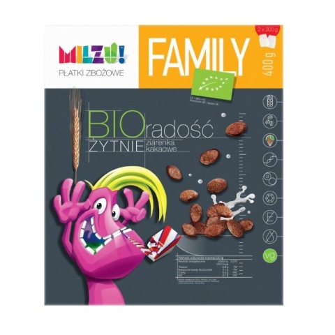Milzu Muszelki Żytnio-Owsiane Kakaowe Radość BIO 200 g Milzu Muszelki Żytnio-Owsiane Kakaowe Radość BIO 200 g