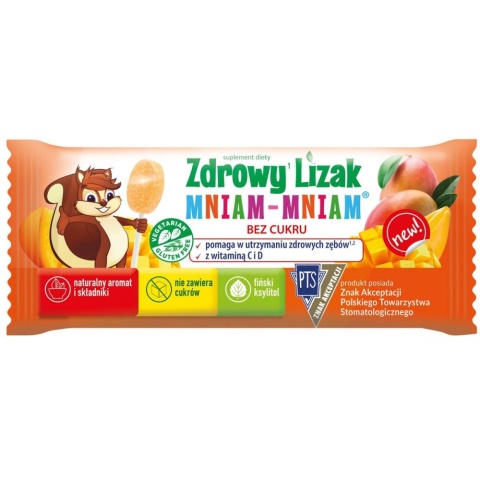 Mniam Mniam Starpharma Lizak Mango Z Witaminą D I C Bezglut. 6 g Mniam Mniam Starpharma Lizak Mango Z Witaminą D I C Bezglut. 6 g