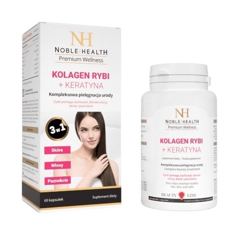 Noble Health Kolagen rybi + keratyna 60 kapsułek Noble Health Kolagen rybi + keratyna 60 kapsułek