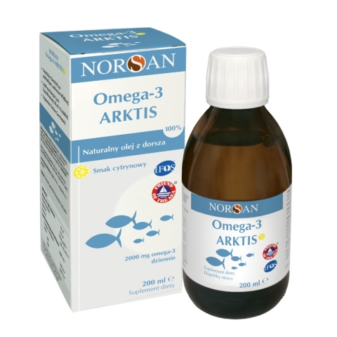 Norsan Omega-3 Arktis olej rybny 200 ml o smaku cytrynowym Norsan Omega-3 Arktis olej rybny 200 ml o smaku cytrynowym