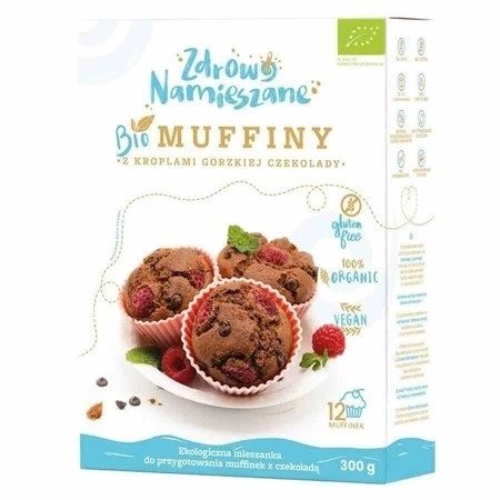 Zdrowo Namieszane Mieszanka Na Muffiny Z Gorzką Czekoladą Bezgl. BIO 300 g Zdrowo Namieszane Mieszanka Na Muffiny Z Gorzką Czekoladą Bezgl. BIO 300 g