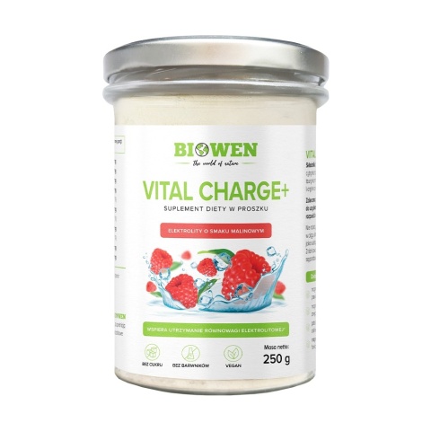 Biowen Elektrolity Vital Charge+ proszek 250 g smak malinowy Biowen Elektrolity Vital Charge+ proszek 250 g smak malinowy