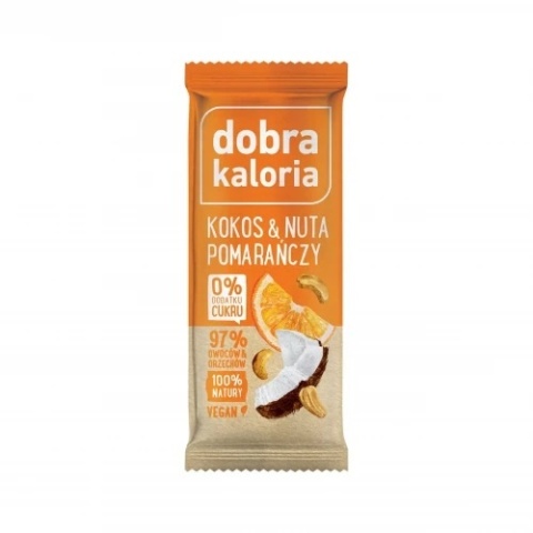 Dobra Kaloria Baton kokos & nuta pomarańczy 35g Dobra Kaloria Baton kokos & nuta pomarańczy 35g