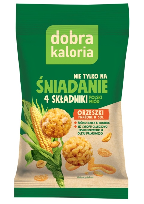 Dobra Kaloria Kulki Śniadanie prażone orzeszki i sól 32g Dobra Kaloria Kulki Śniadanie prażone orzeszki i sól 32g