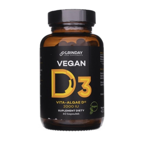 Grinday Vegan D3 wegańska witamina D3 2000 IU 60 kapsułek Grinday Vegan D3 wegańska witamina D3 2000 IU 60 kapsułek