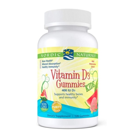 Nordic Naturals Witamina D3 dla Dzieci (Vitamin D3 Gummies) 400 IU 120 żelek o smaku dzikiego arbuza Nordic Naturals Witamina D3 dla Dzieci (Vitamin D3 Gummies) 400 IU 120 żelek o smaku dzikiego arbuza