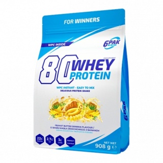 6PAK 80 Whey Protein 908g o smaku bananowym