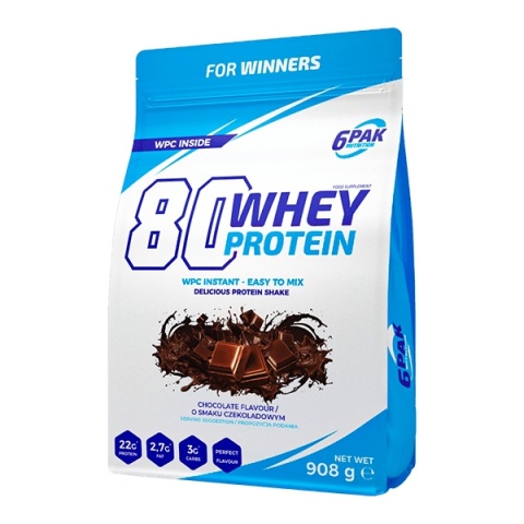 6PAK 80 Whey Protein 908g o smaku czekoladowym 6PAK 80 Whey Protein 908g o smaku czekoladowym